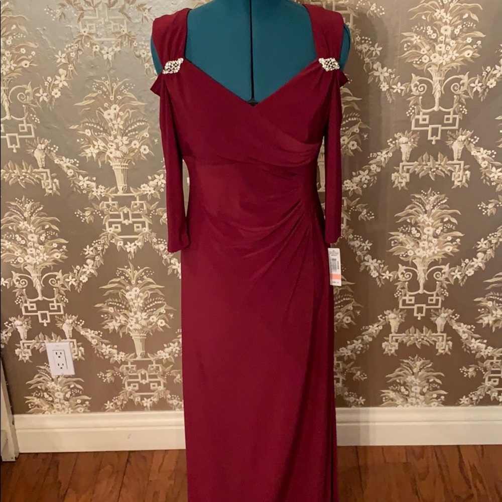Merlot Cold Shoulder Gown Valentine Dress!